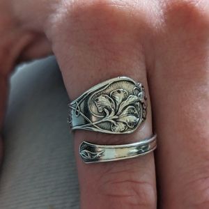 Vintage Poppy Sterling Silver Spoon Ring 925